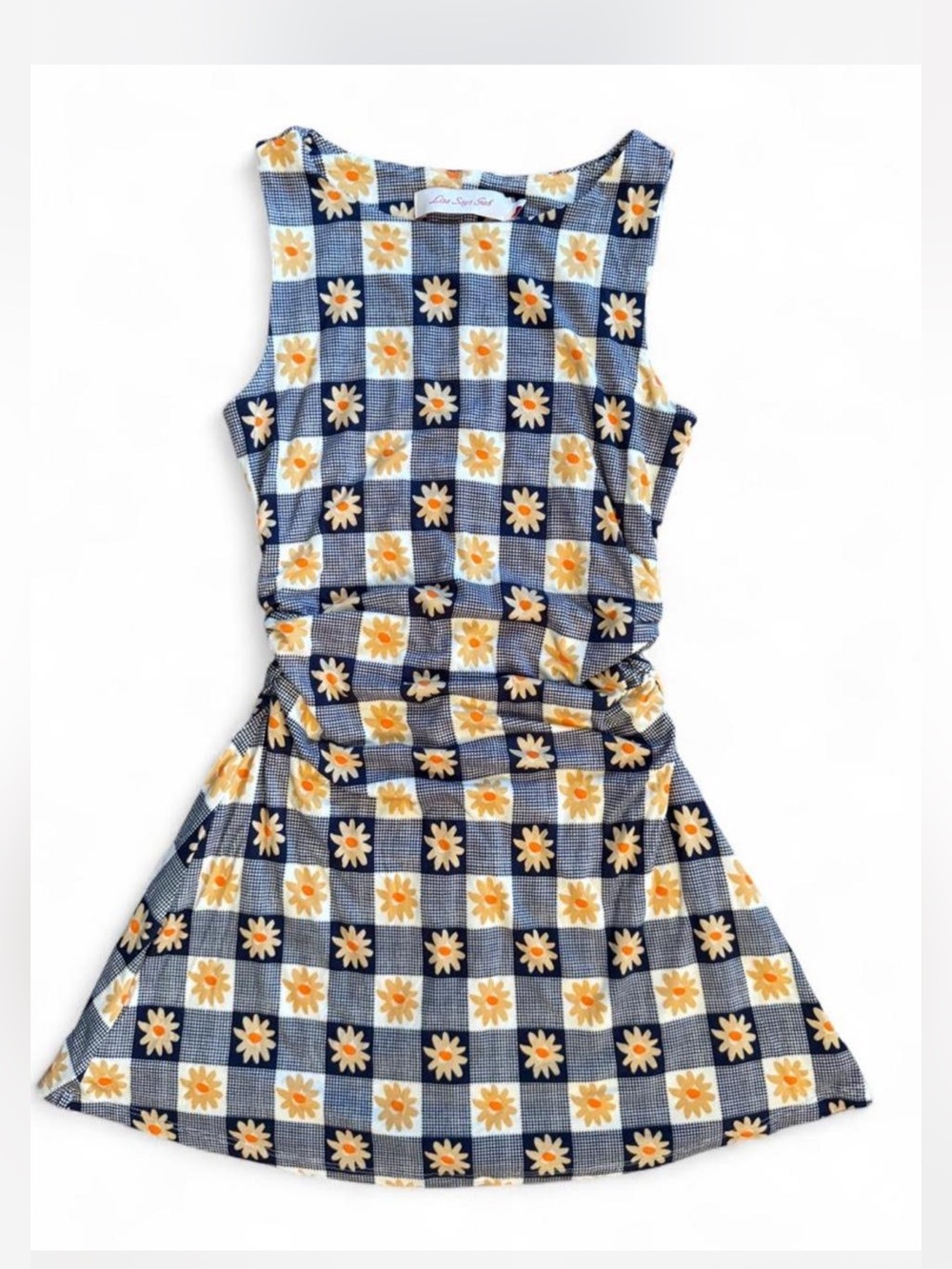 Lisa Says Gah XS Plaid Gingham Floral Mini Dress Bodycon Whimsigoth Fairy Y2K